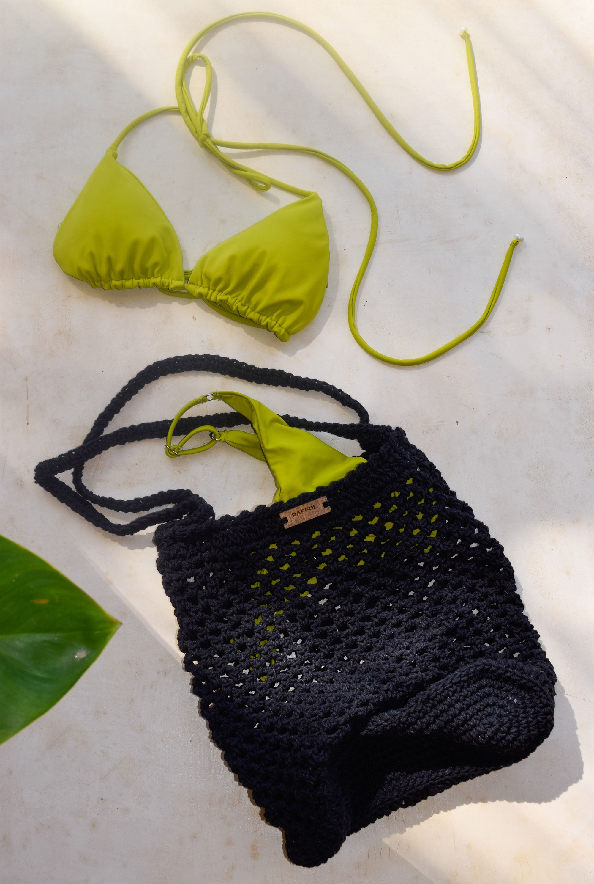 Bolsa Lía Algodón Negro Crochet