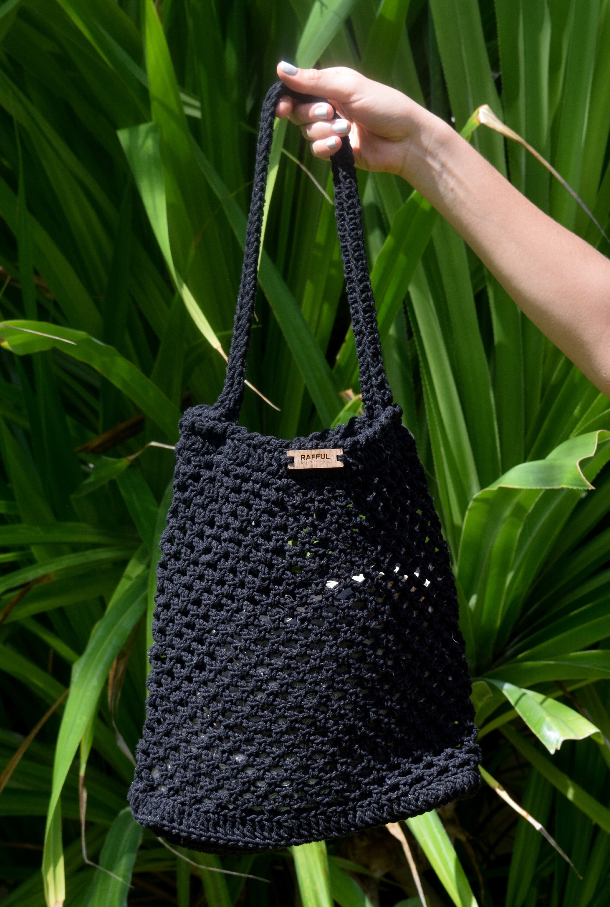 Bolsa L a Algod n Negro Crochet